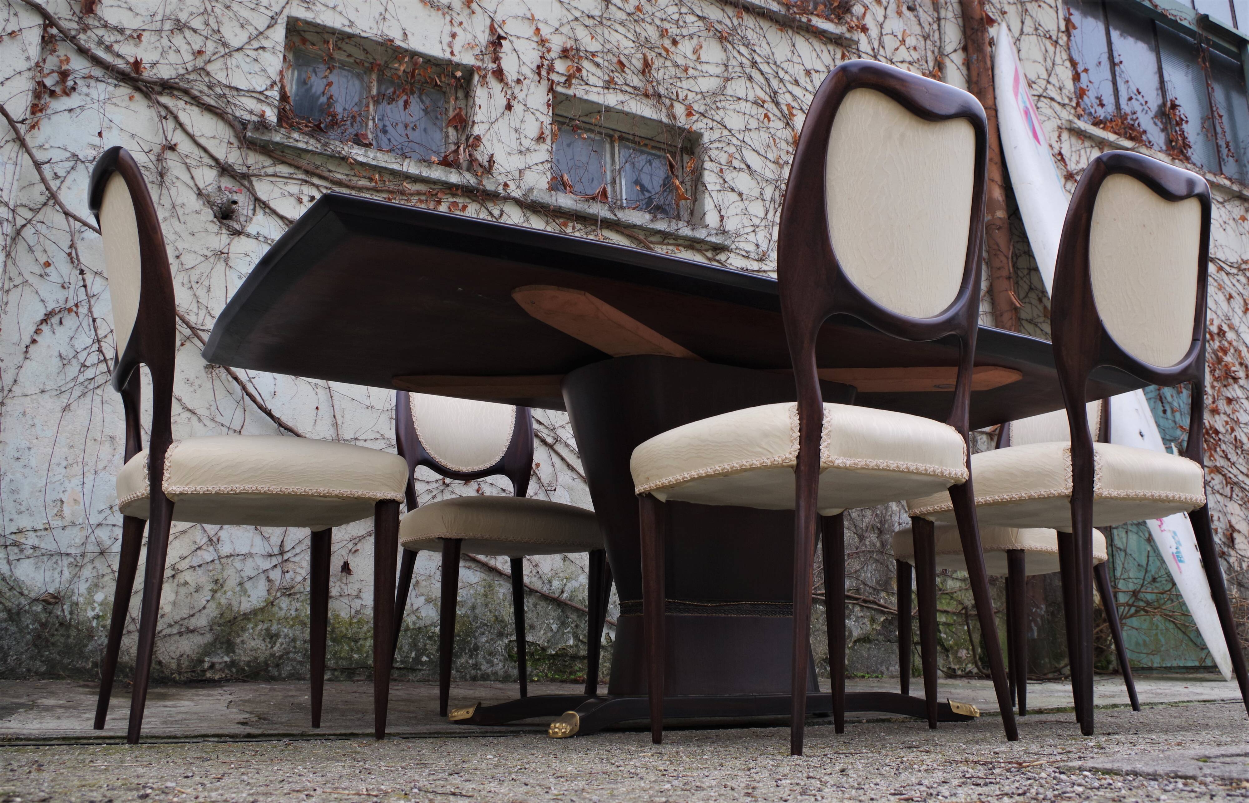Dining Room Table and Mahogany Chairs by Fratelli Rigamonti, 1950s, Set of 7