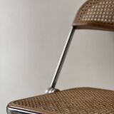 Plia folding chair in chrome and cane by Giancarlo Piretti, Italy 1970