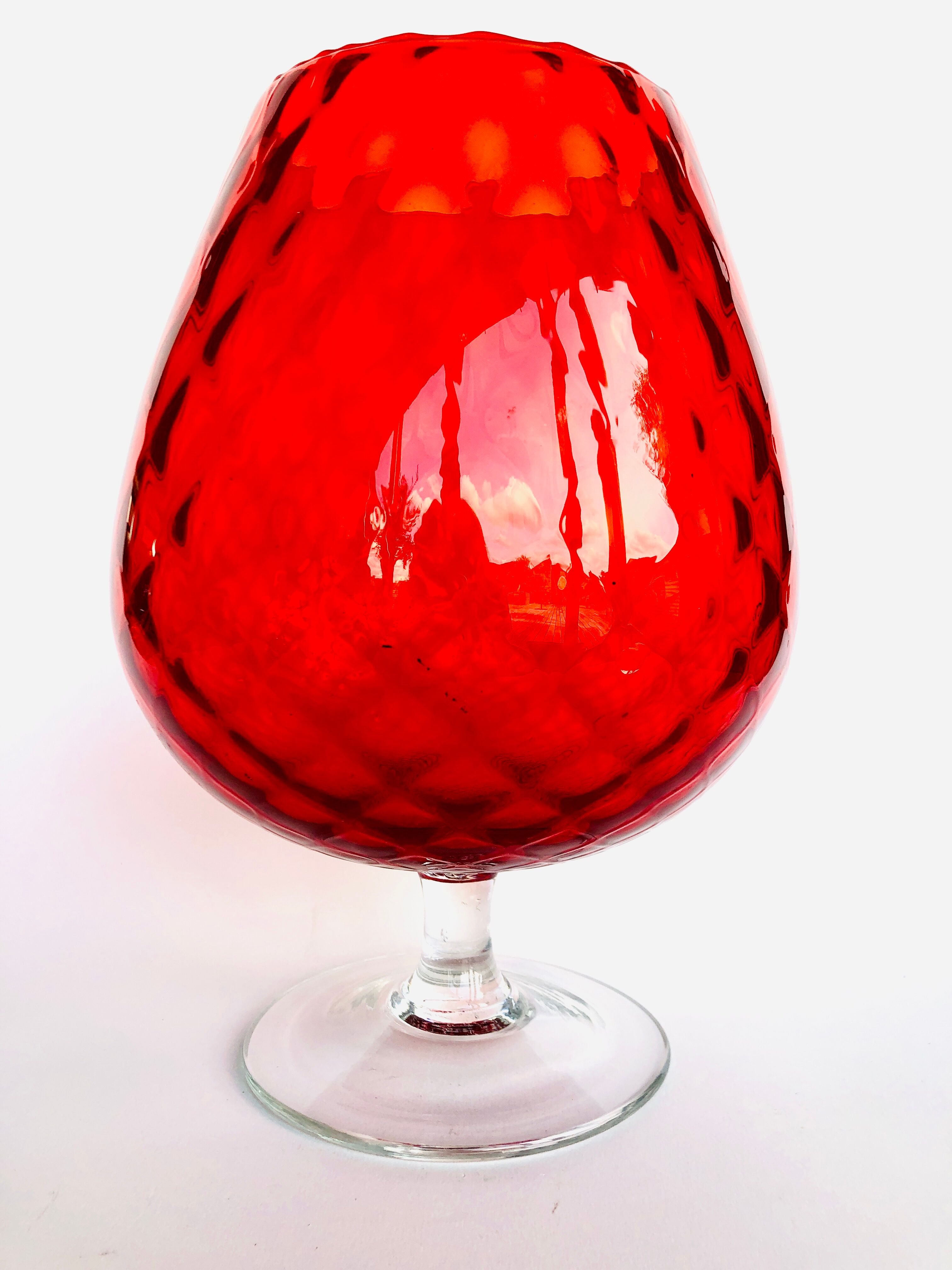 Red textured glass vase from the 60s-70s, Italy, Empoli