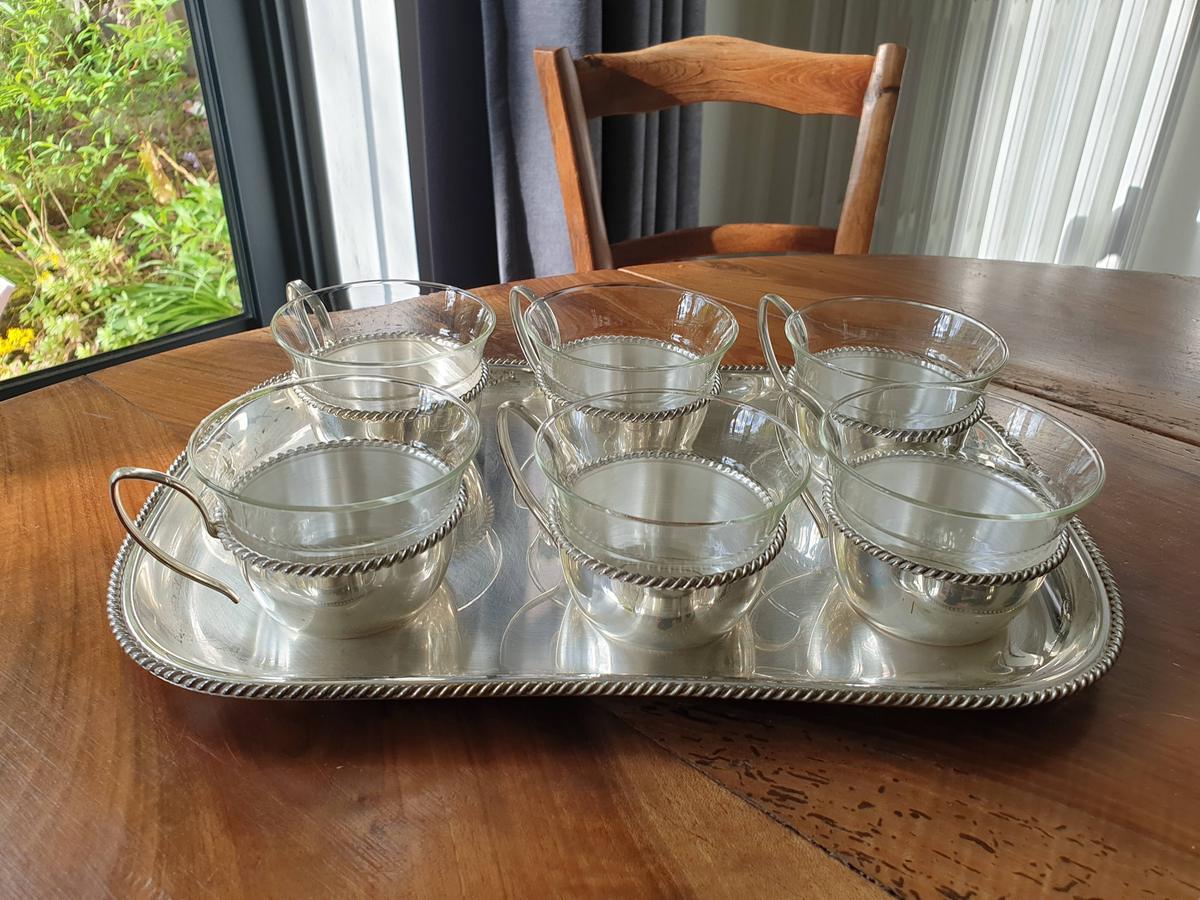 Silver coffee set and glass schott mainz 1970