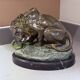 Antique Cold-Painted Bronze Lion Fighting a Snake, After Antoine-Louis Barye