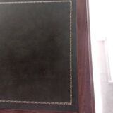 wooden desk, green leather top