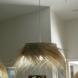 Hanging lamp in vegetable fibre chandelier in palm straw