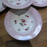 4 hollow plates Digoin Sarreguemines model Rosa