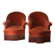 Pair of pink velvet tub chairs