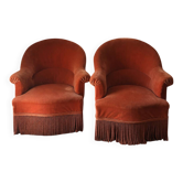 Pair of pink velvet tub chairs