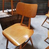 Set of 5 all-wood chairs published by Ton 1960