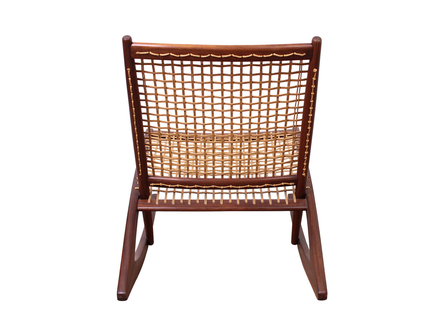 Rocking chair de style Fredrik Kayser des années 50 en teck.