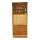 Old vintage rattan oak secretary desk bookcase