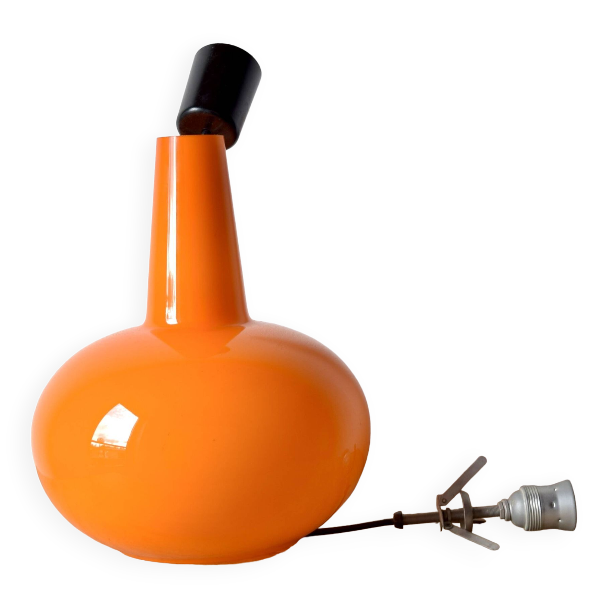 Zenith - Vintage pendant light in orange opaline - Space Age Design - Made in Germany