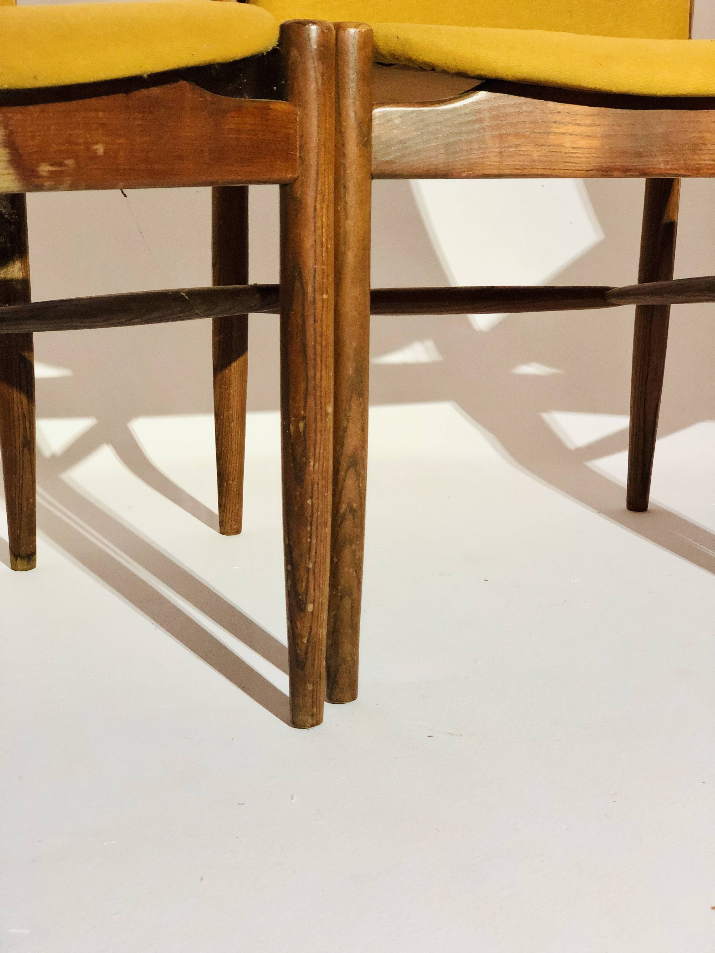 Set of 4 italian style chairs 1960 - rosewood and fabric