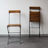 Pair of foldable bistro chairs, France, 1930