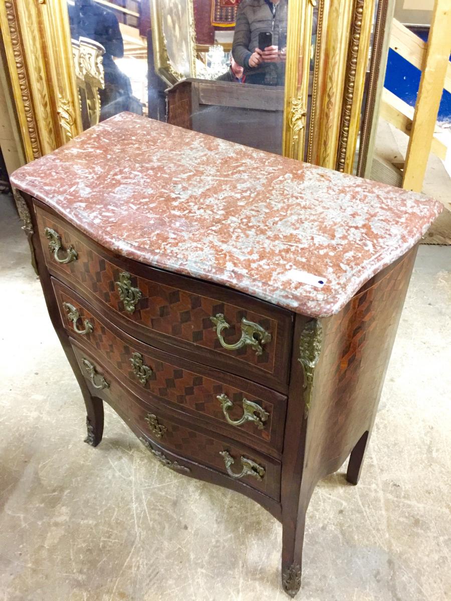 Commode en marqueterie de cubes d'époque Napoléon III