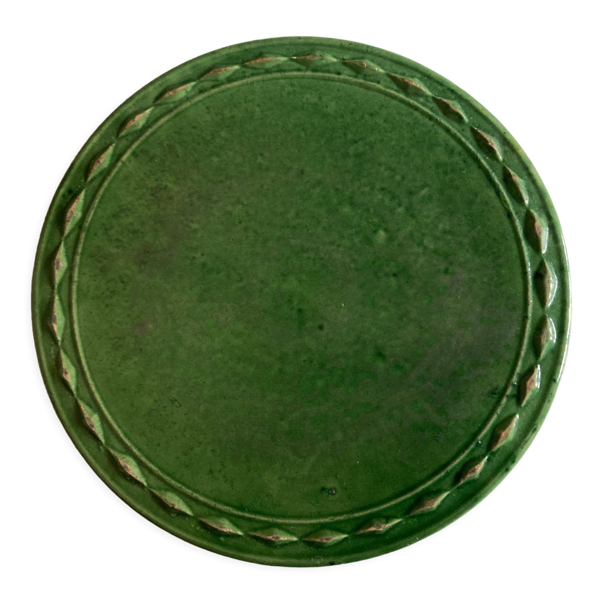 Green glazed clay trifle 1950 Aegitna Vallauris