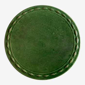 Green glazed clay trifle 1950 Aegitna Vallauris