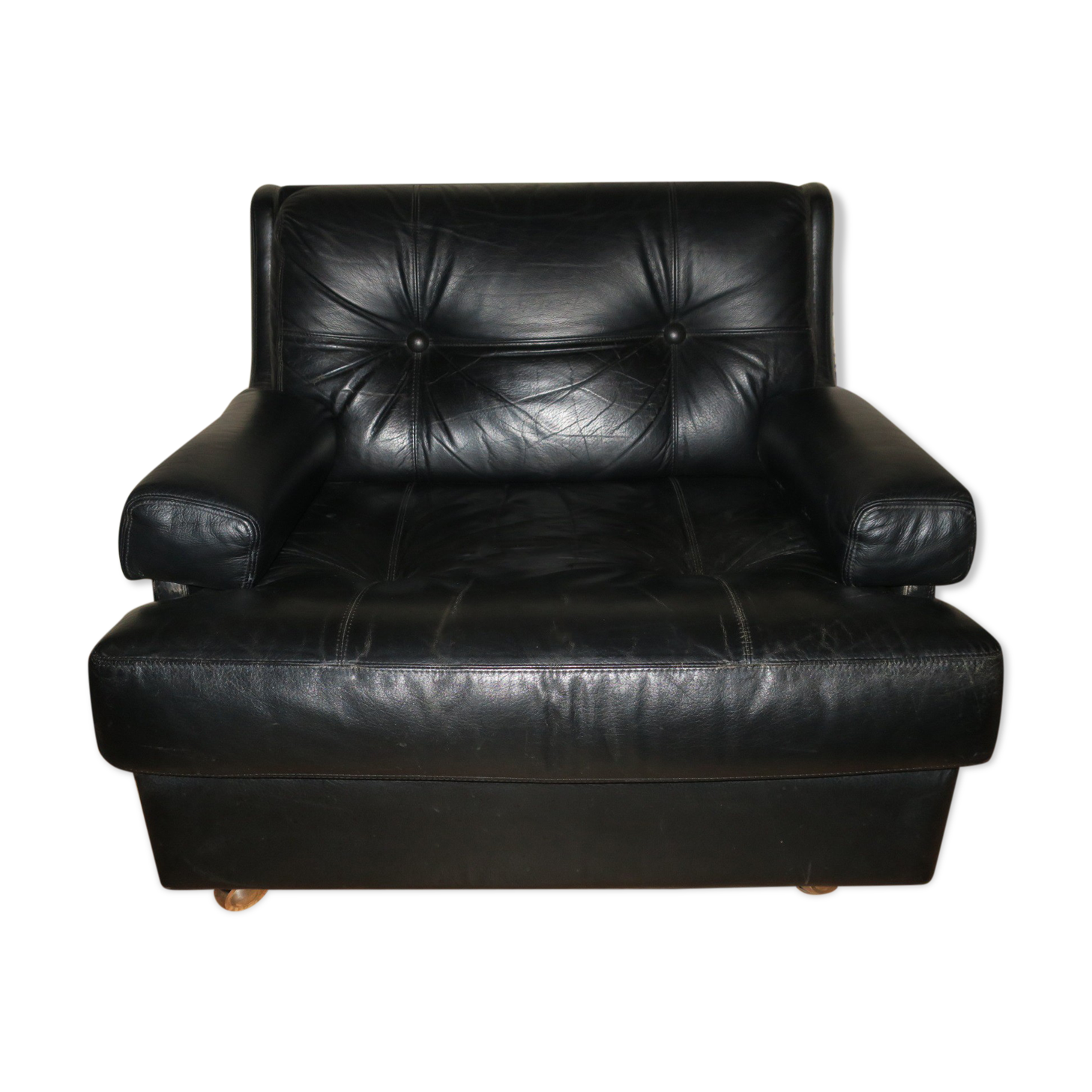 Black leather lounge chair from Dux International, Sweden 1960s