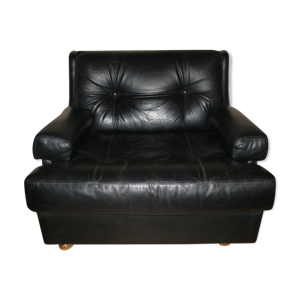 Fauteuil en cuir noir de Dux international, Suède années 1960