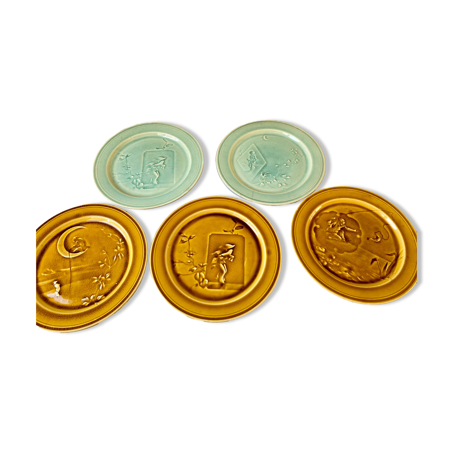 Dessert plates slurry HB Choisy the vintage king 60s lot of 5 plates