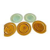 Assiettes à dessert barbotine HB Choisy le roi vintage années 60 lot de 5 assiettes