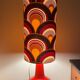 Saga floor lamp - red ceramic and vintage fabric 1970s