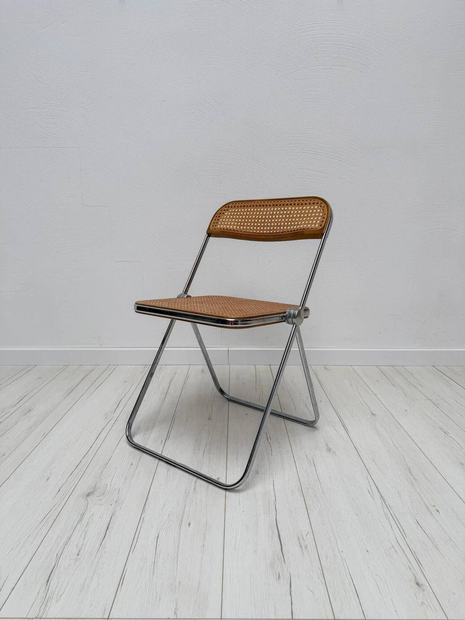 1x 1960s vintage Plia cane folding chair by Giancarlo Piretti for Anonima Castelli