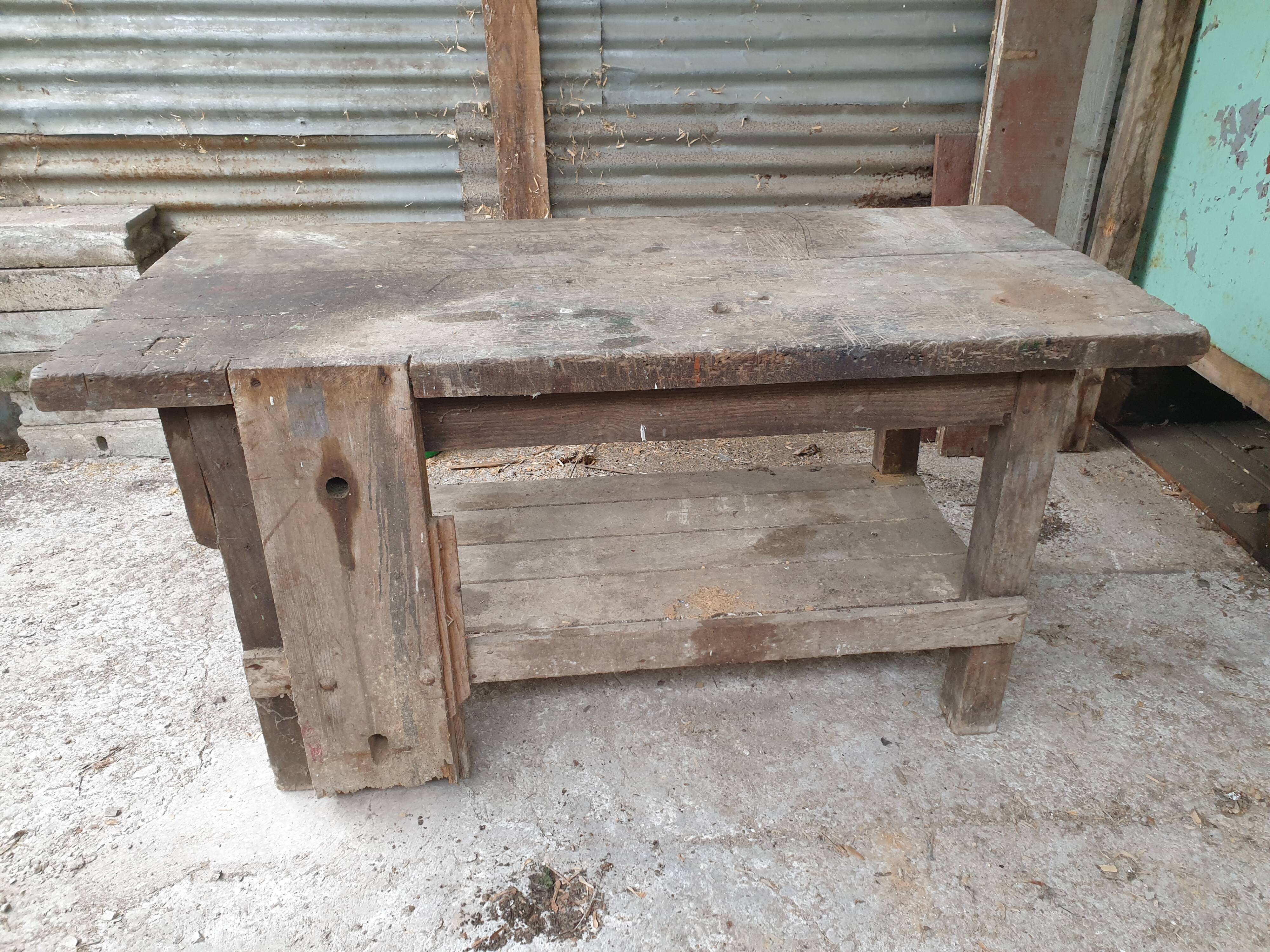 Mid-Century vintage carpenter's workbench