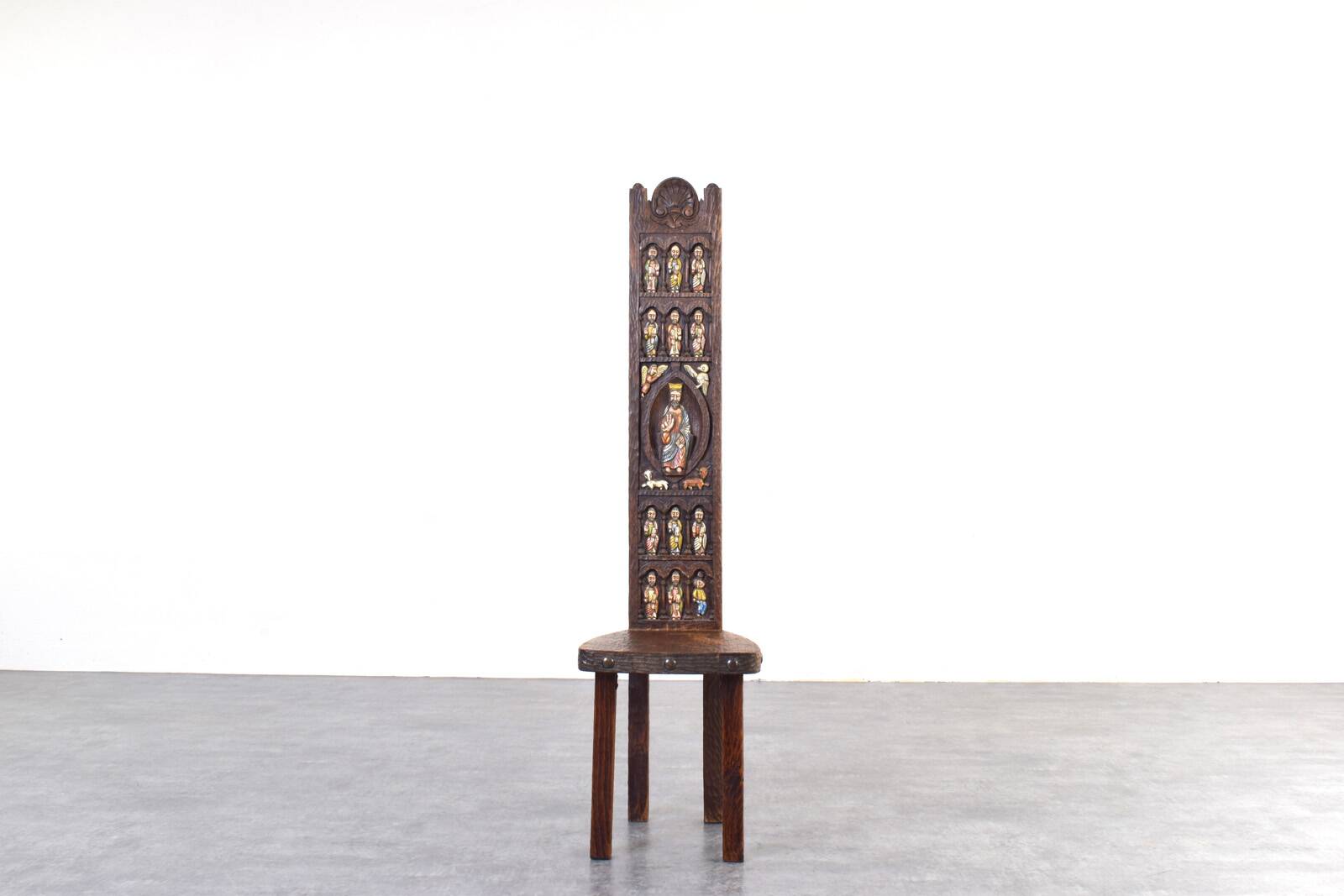 Chaise haute espagnole d'Ormecasa avec Jésus et les Apôtres, années 1970.