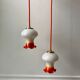 Pair of suspensions tulips in opaline orange gradient orange thread 70s