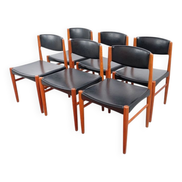 Chaises Mid Century Teck Jalk Glostrup Années 60 Rétro Vintage (6 pcs)