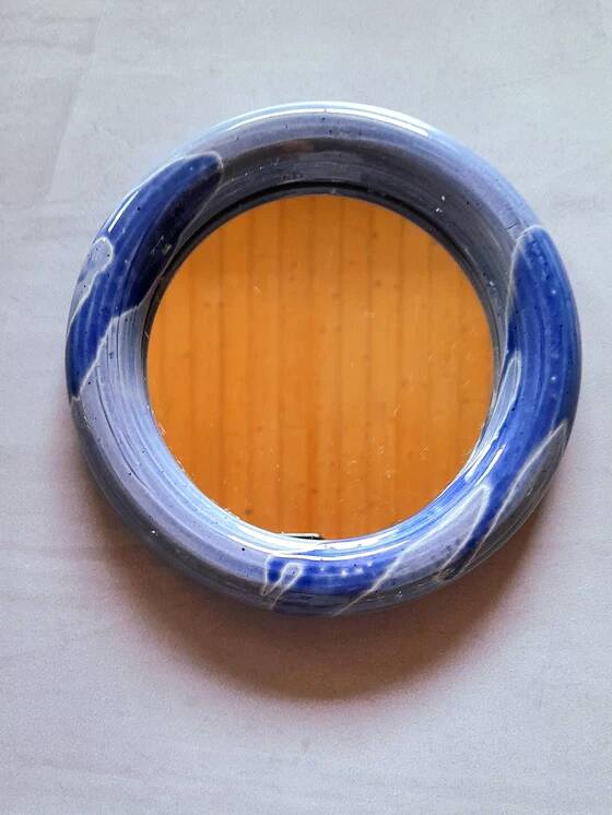 60s glazed ceramic mirror