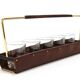 Carl Auböck II drinking glass holder, leather and brass, Austria 1950s