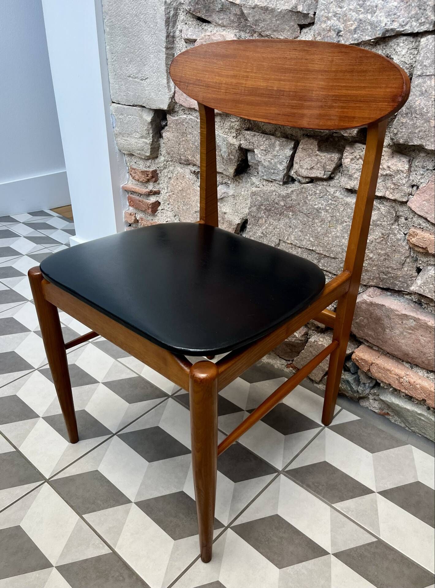 1960s Scandinavian chair in black vinyl