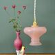 Suspension abat-jour vintage en opaline rose