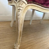 Pair of Louis XV style upholstered velvet armchairs