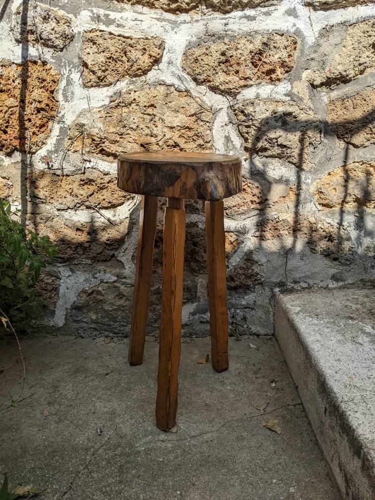 Tripod stool handmade brutalist wabi-sabi japandi slow