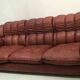 Italian voluminous leather 3-seater sofa after Rino Maturi 230 cm, 1970s