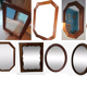 Set of 11 vintage wooden mirrors >60cm