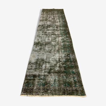 Tapis turc runner 280x78 cm laine vintage tapis, Overdyed Black