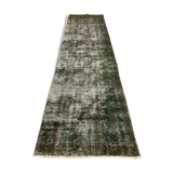 Distressed Turkish Runner 280x78 cm wool Vintage rug, Overdyed Black