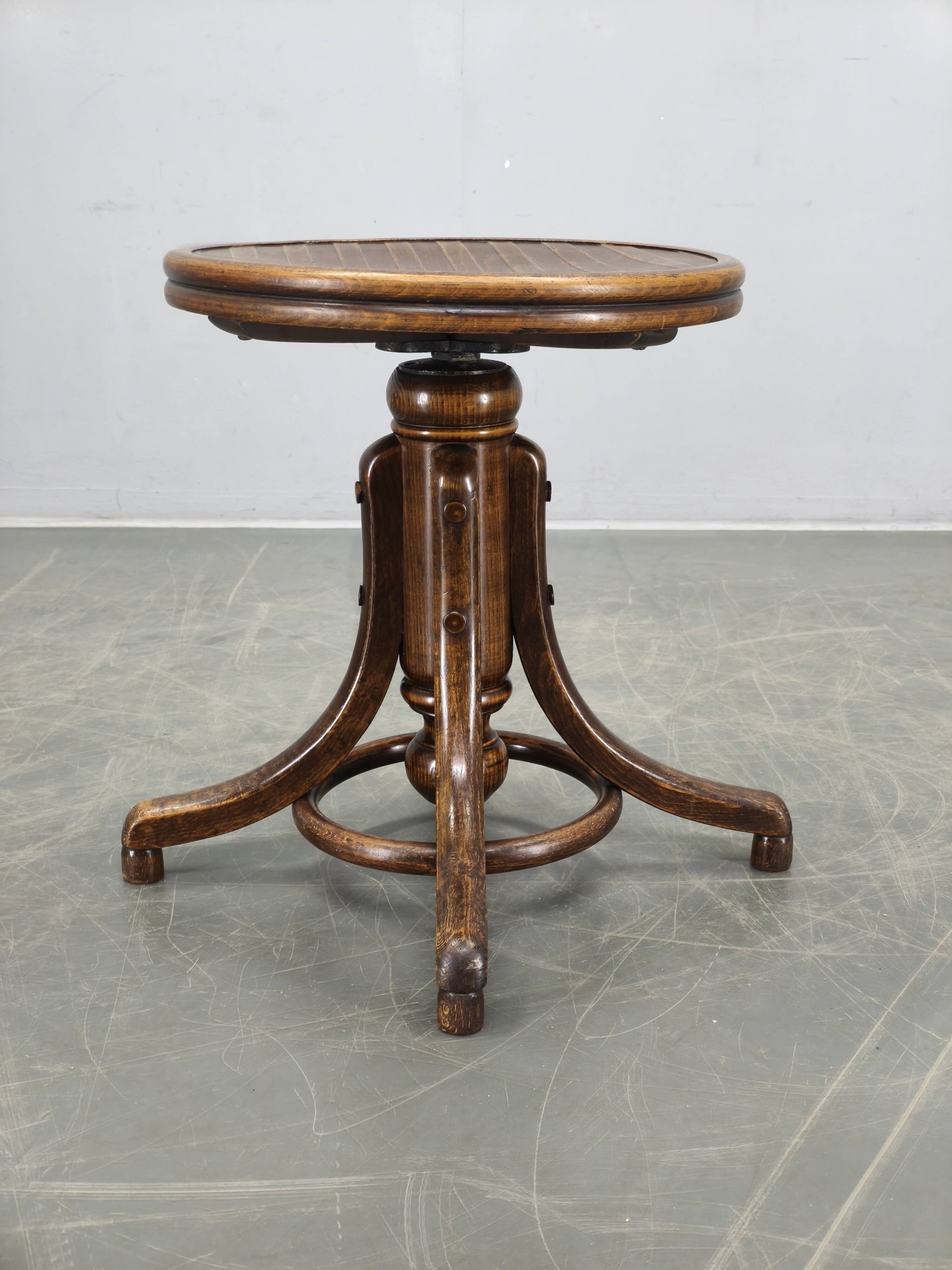 Art Deco Adjustable Piano Stool by Fischel, Czechoslovakia 1930s