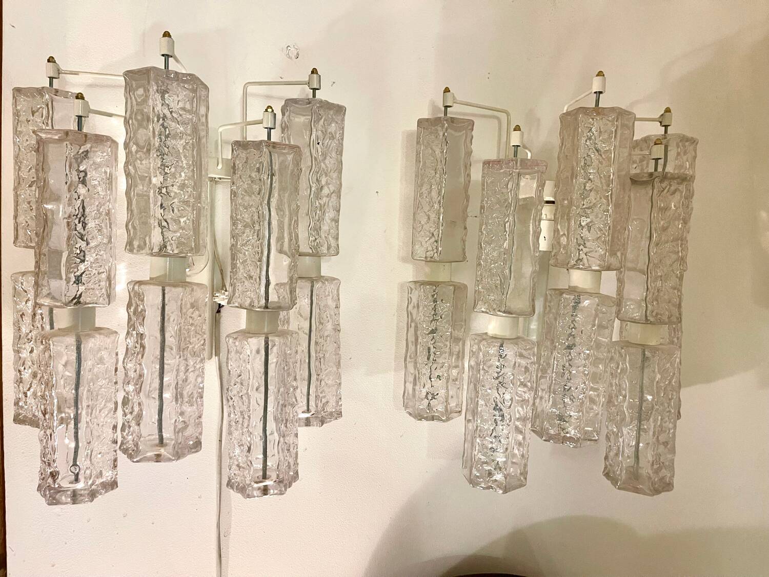 Paolo Venini pair of Murano glass wall lights, Italy 1960s