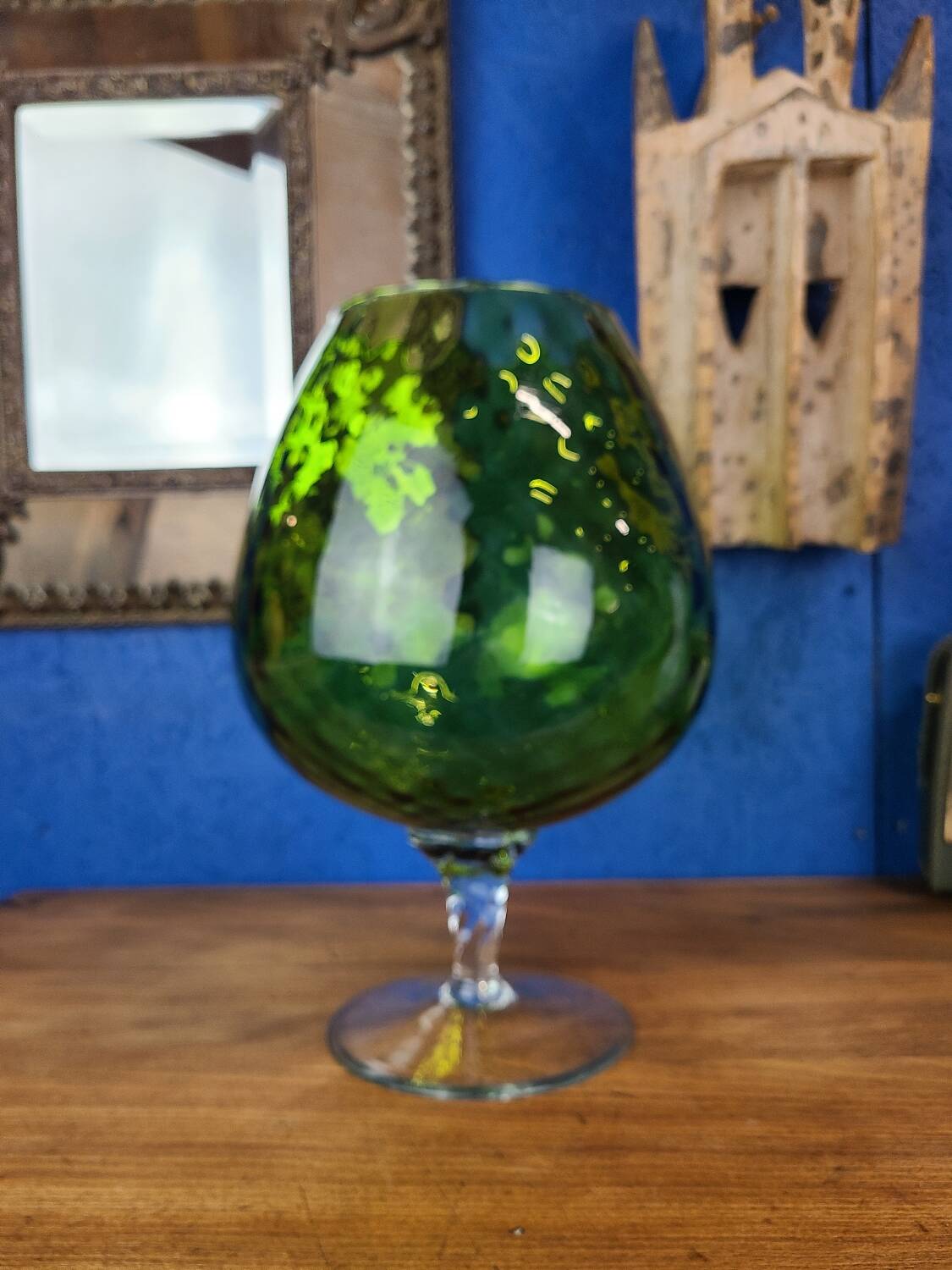 Vase vert, en verre empoli vintage