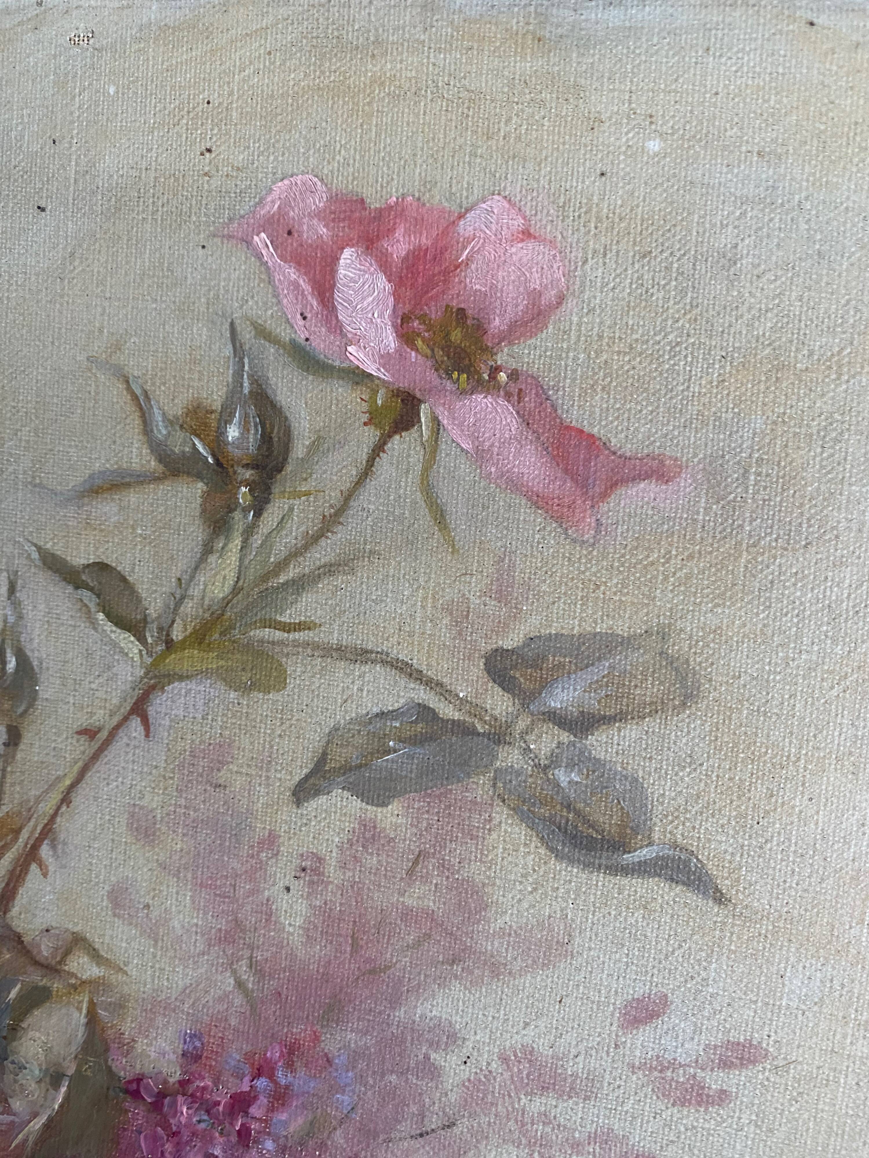 Table "Floral composition" HST signed Henri Chanut XIX ° century