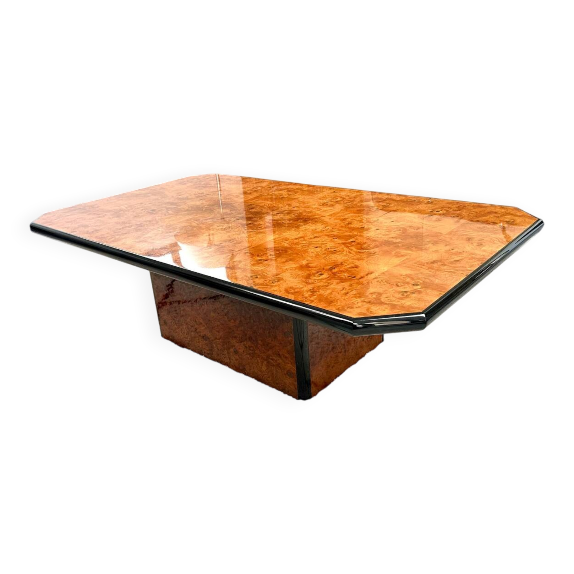 Roche Bobois elm burl coffee table, 1980