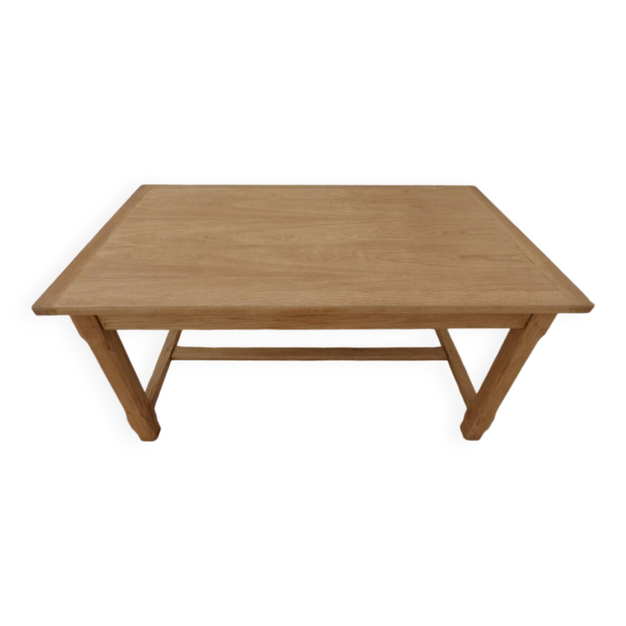 Solid oak farmhouse table with 2 large drawers and brass knobs - Fully restored