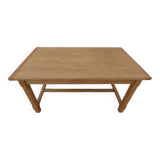 Solid oak farmhouse table with 2 large drawers and brass knobs - Fully restored