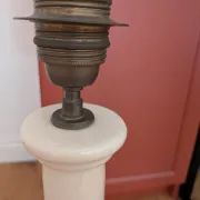 Vintage column lamp base in crackled ceramic