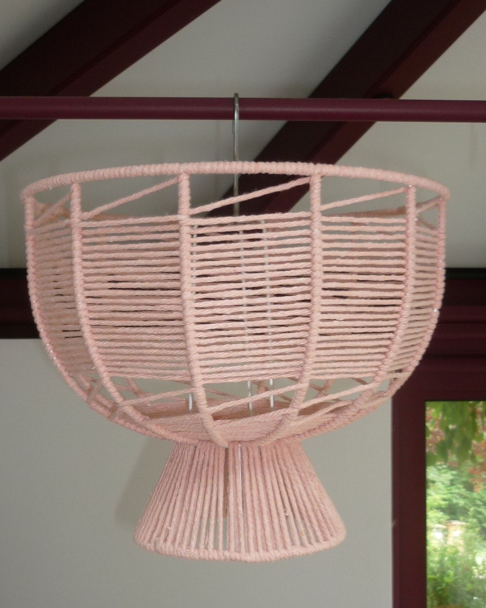 Abat jour en fil de coton rose