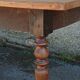 Farm table, turned wooden legs