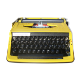 Machine a écrire colorée jaune et noire Beaucourt 441 avec sa sacoche